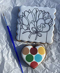 Пряник розмальовка до 8 березня (Тюльпани), подарунок для дівчат