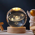 Декоративний 3D нічник кришталева куля "Сонячна система" від USB