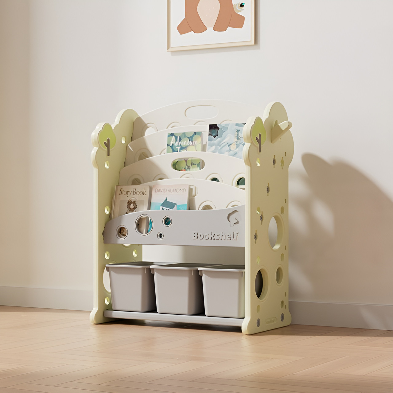 Книжкова полиця з контейнерами Terrio “Tree” Салатова, фото 1