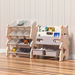 Стелаж з контейнерами + книжкова полиця 2в1 “Cutie Maxi” Рожевий