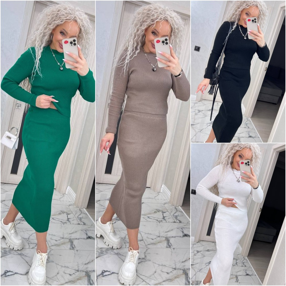 Жіночий костюм на весну зі спідницею міді Fashion