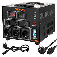 VEVOR 3000VA Voltage Converter Transformer AC 110V⇋220V Transformer Converter 3 US NEMA 5-15R 3-контактні