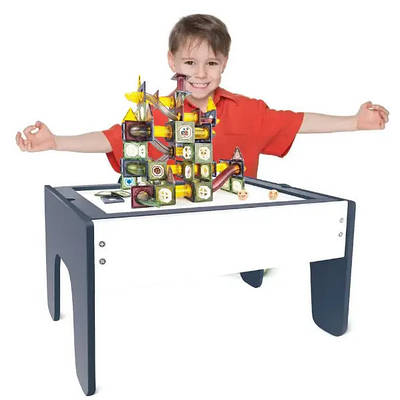 Дитячий магнітний конструктор ігровий стіл дошка для малювання 3в1 Розвиваюча іграшка створення 3D конструкцій