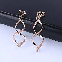 Кліпси жіночі без проколювання сережки довгі золотисті красиві позолото К5760