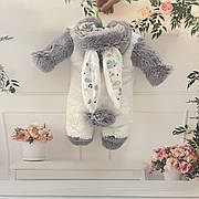 Дитячий теплий чоловічок Зайка з вушками на капюшоні хвостик відстібається 56-62 см для новонародженного