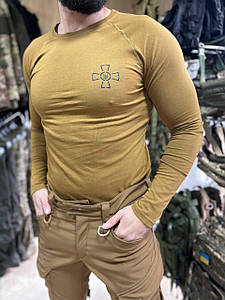 Лонгслів ТМ КОRКА з нанесенням уставного хреста, стрейч-кулір,койот