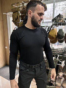 Лонгслів стрейч-кулір, чорний