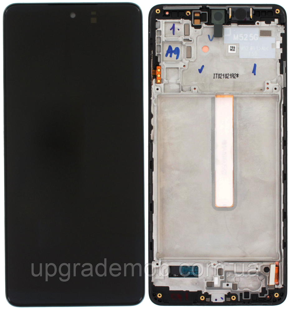 Дисплей модуль тачскрин Samsung M526 Galaxy M52 5G чорний Amoled оригінал сервісне паковання з рамкою