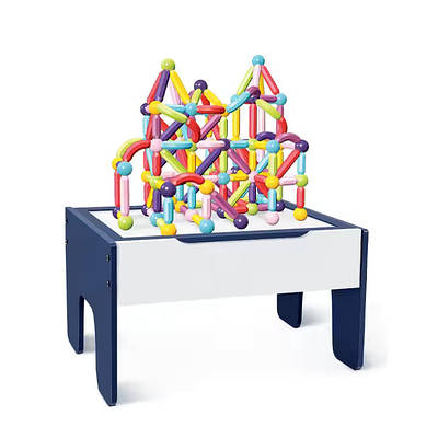 Магнітний конструктор 3в1 дерев'яний стіл дошка для малювання Розвиваюча іграшка створення 2D 3D конструкцій