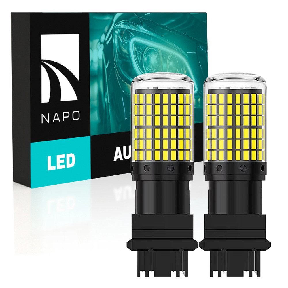 Комплект світлодіодних ламп NAPO LED 3156-3014-144smd P27W T25 3156 колір світіння білий 2 шт