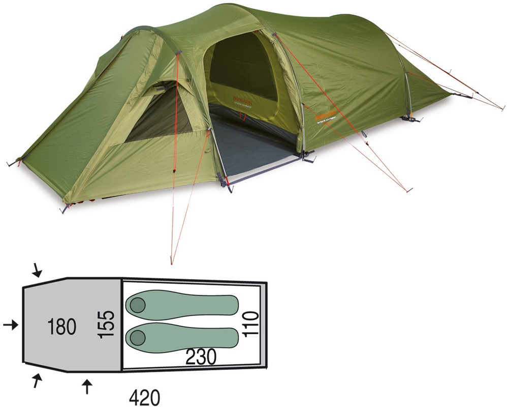 Pinguin Storm 2 | Двомісний туристичний намет тунельного типу для кемпінгу та походів