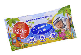 Серветки вологі Summer Fresh дитячі 15+2 шт/уп