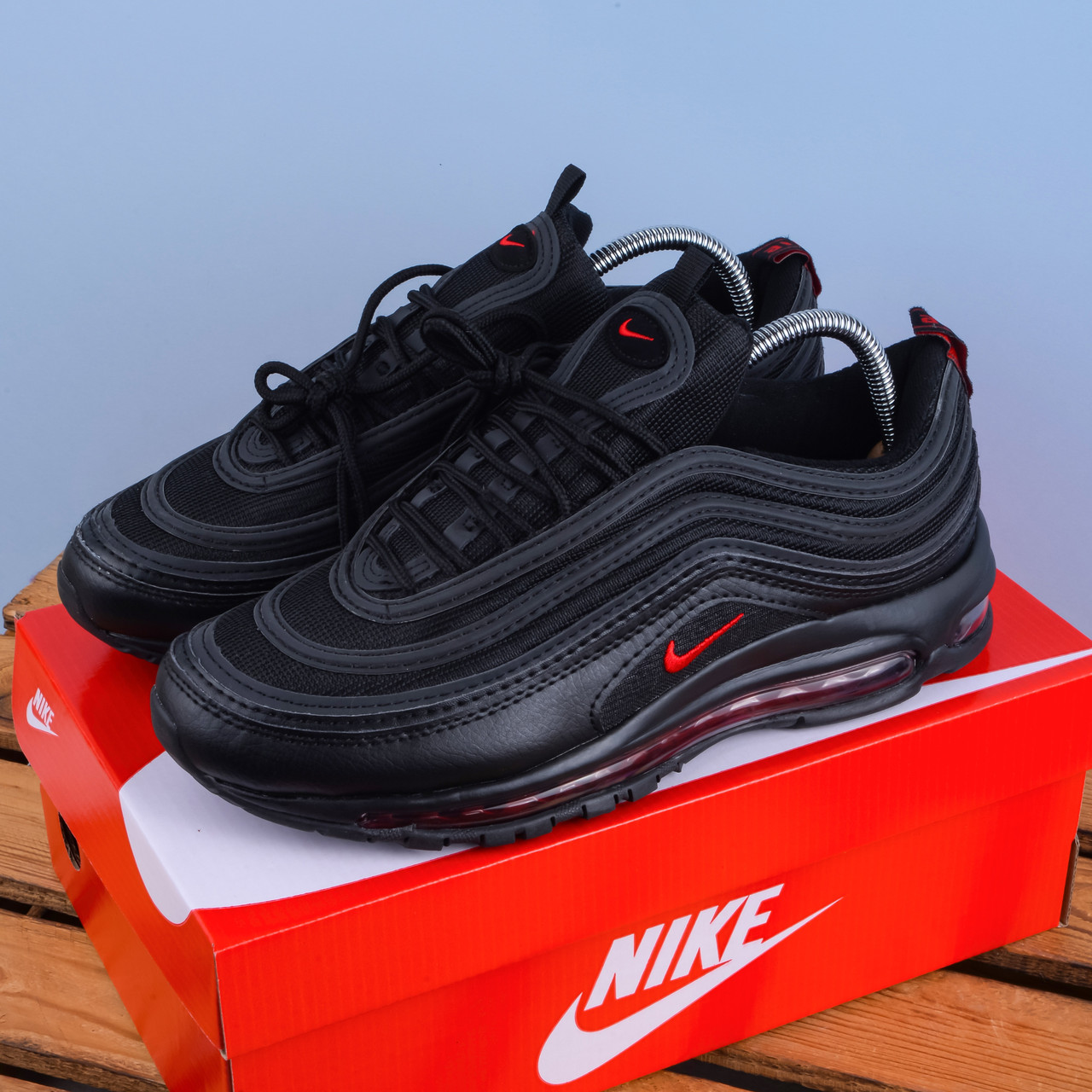 Кросівки Nike Air Max 97 чорні з червоним лого