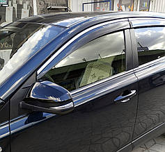 Дефлектори вікон із хром молдингом (вітровики) Toyota Rav 4 2013-2018 (Fly)