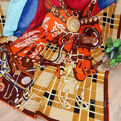 Хустка H.e.r.m.e.s. шовкова з ручною підшивкою, фото 4