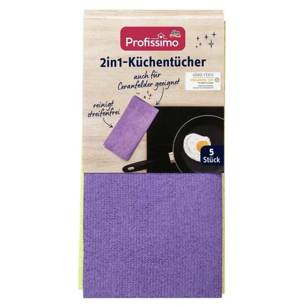 Profissimo 2in1-Küchentücher кухонні серветки мікрофібра 2в1, 5 шт. з 3D структурою