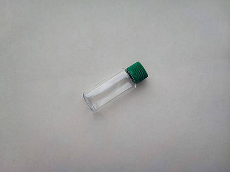 25 мл ПЕТ Овал флакон прозорий з зеленою ребристою закруткою, кришкою, пляшка, флакони, пластмасовий з ковпачком, фото 1