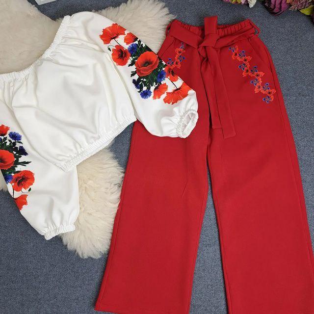 Костюм вишиванка брючний для дівчинки Христя | на ріст 134-158р.