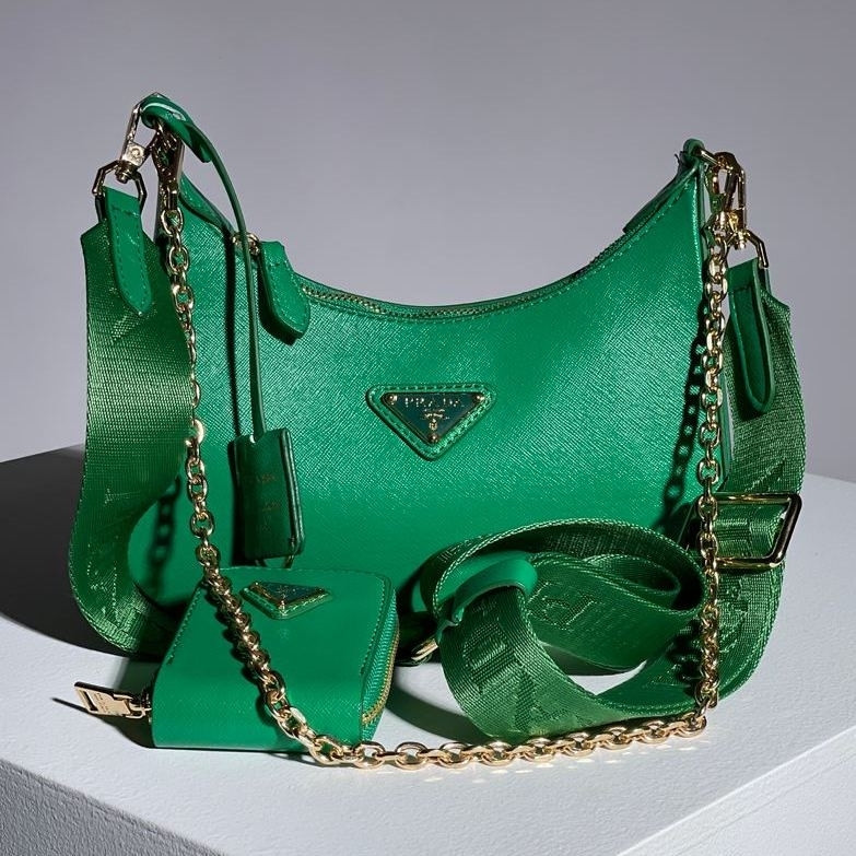 Prada Re-Edition 2005 Green Saffiano Leather Bag