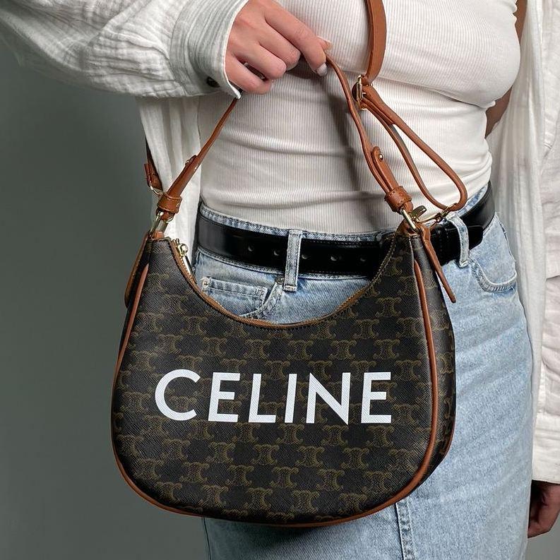 Celine Ava Bag In Triomphe Canvas and Calfskin Tan