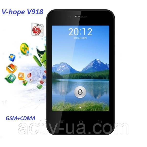 Мобільний телефон android V-hope V918 на 2сім (GSM/CDMA) повністю англійською мовою!!!