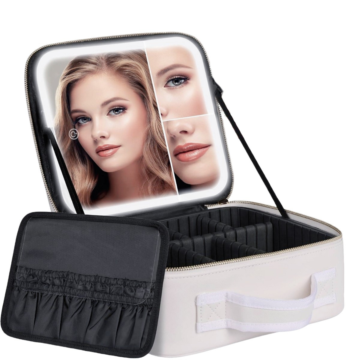 Косметичка валізка Makeup Case з дзеркалом і LED-підсвіткою, органайзер для зберігання косметики