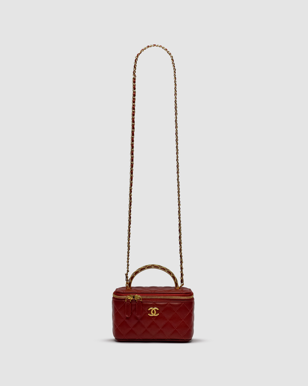 💎 Chanel Classic Burgundy Lambskin Pearl Crush Vanity Bag Gold 17 х 11 х 8 см, фото 1
