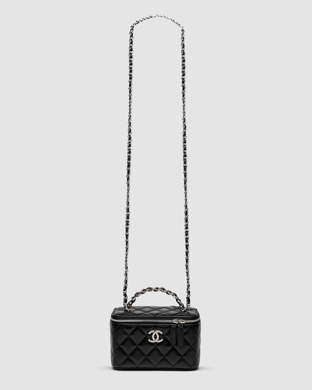 💎 Chanel Classic Black Lambskin Pearl Crush Vanity Bag Silver 17 х 11 х 8 см, фото 1