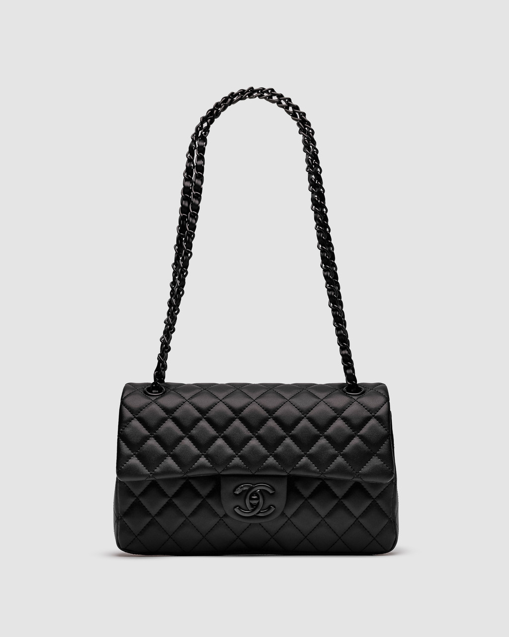 💎 Chanel Classic 2.55 Medium Double Flap in Black 25 х 15 х 6 см, фото 1