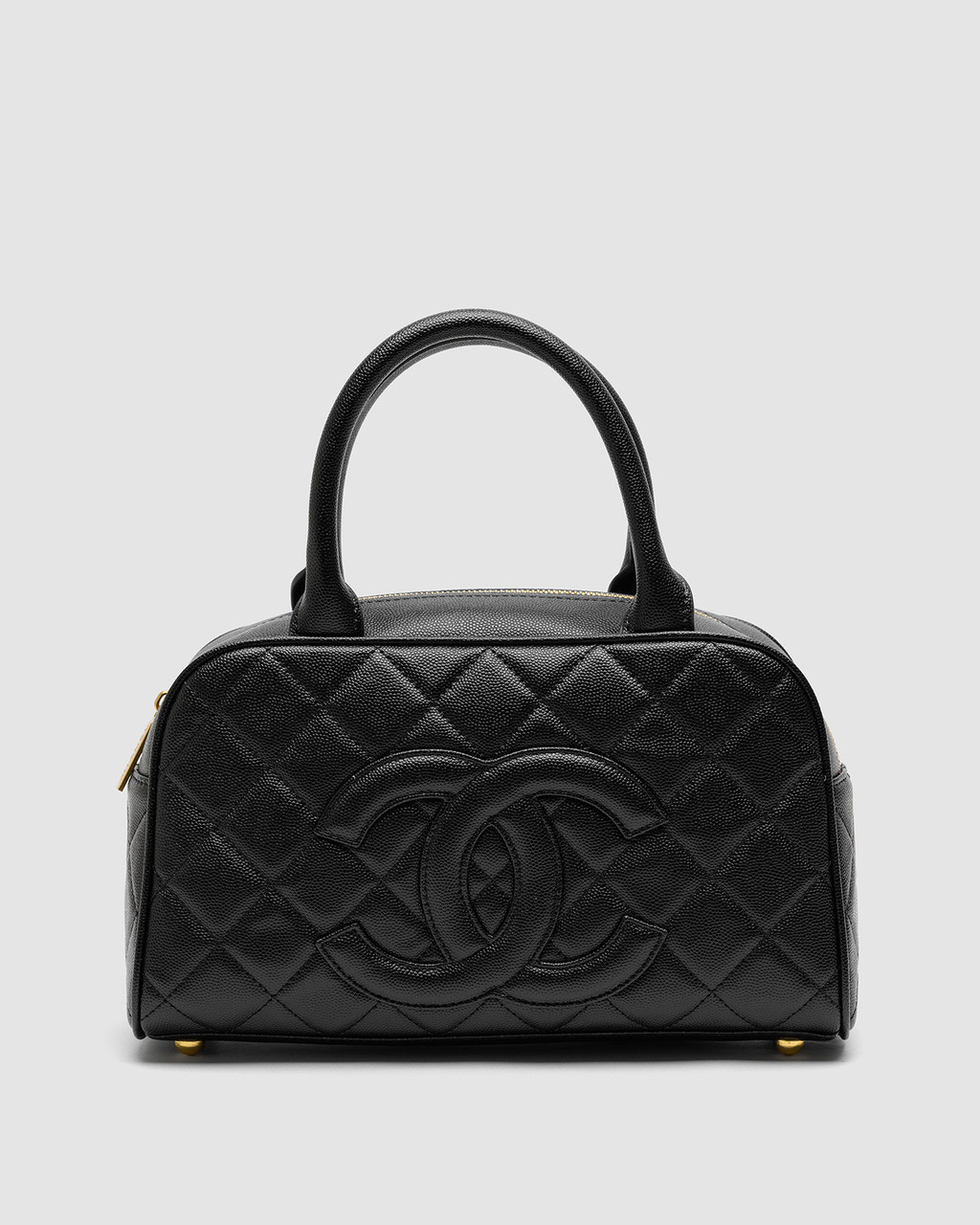 💎 Chanel Vintage CC Quilted Caviar Bowling Bag Black 28 х 16 х 10 см, фото 1