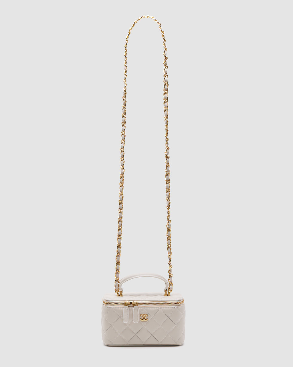 💎 Chanel Classic Beige Lambskin Pearl Crush Vanity Bag (З Ручкою) 17 х 11 х 8 см, фото 1