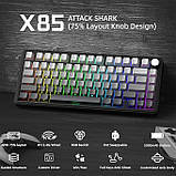 ATTACK Shark X85 Grey бездротова клавіатура 75% | RGB підсвітка | бокове гравіювання, фото 7