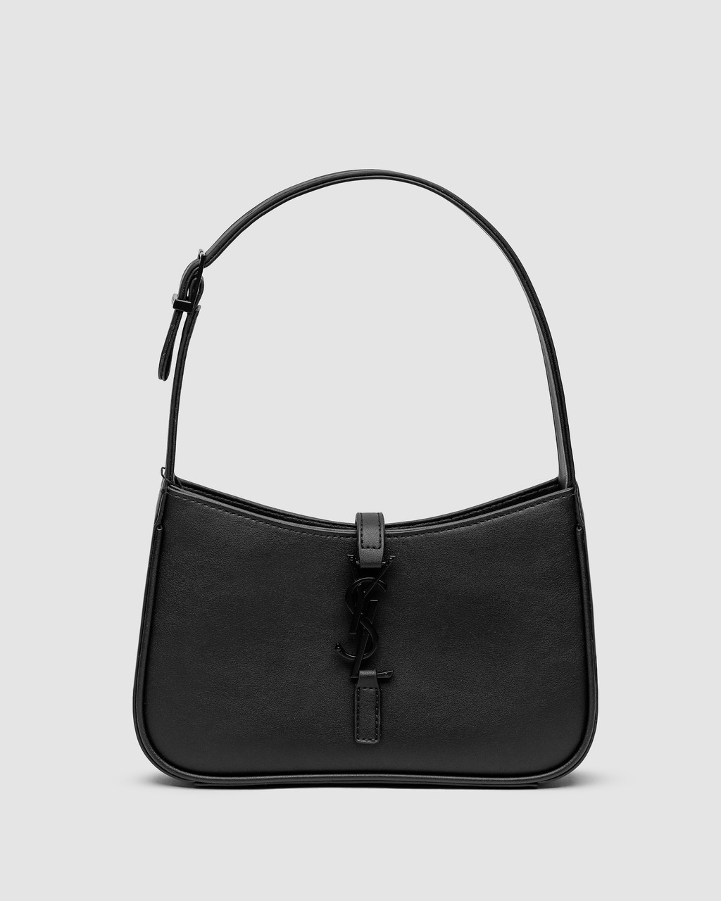 💎 Saint Laurent Hobo Le 5 A 7 Leather Shoulder Bag in Black/Black, фото 1