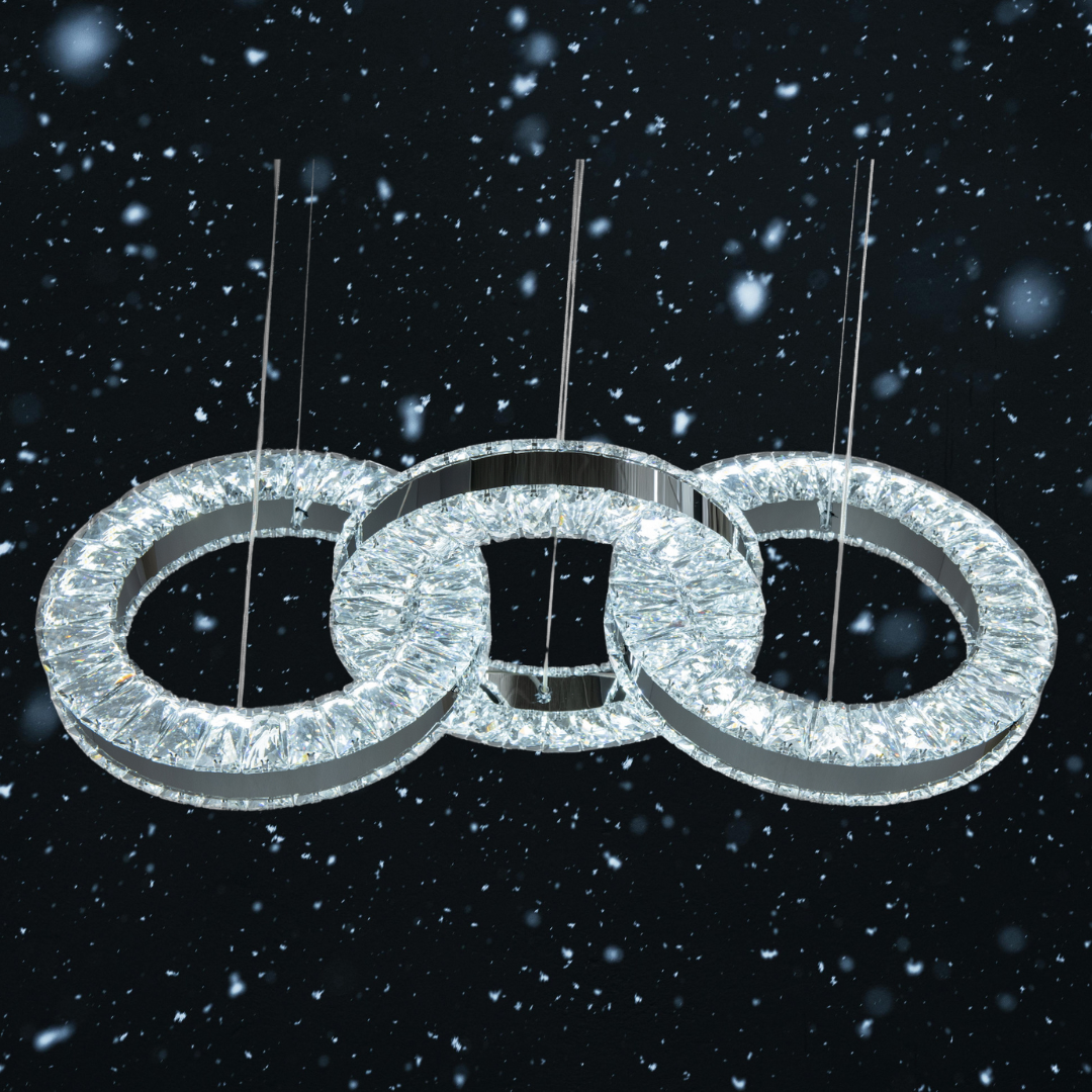 Сучасна кришталева LED люстра Diasha 32W до 8 м² колір Хром 7710-3A/300x3HR, фото 1