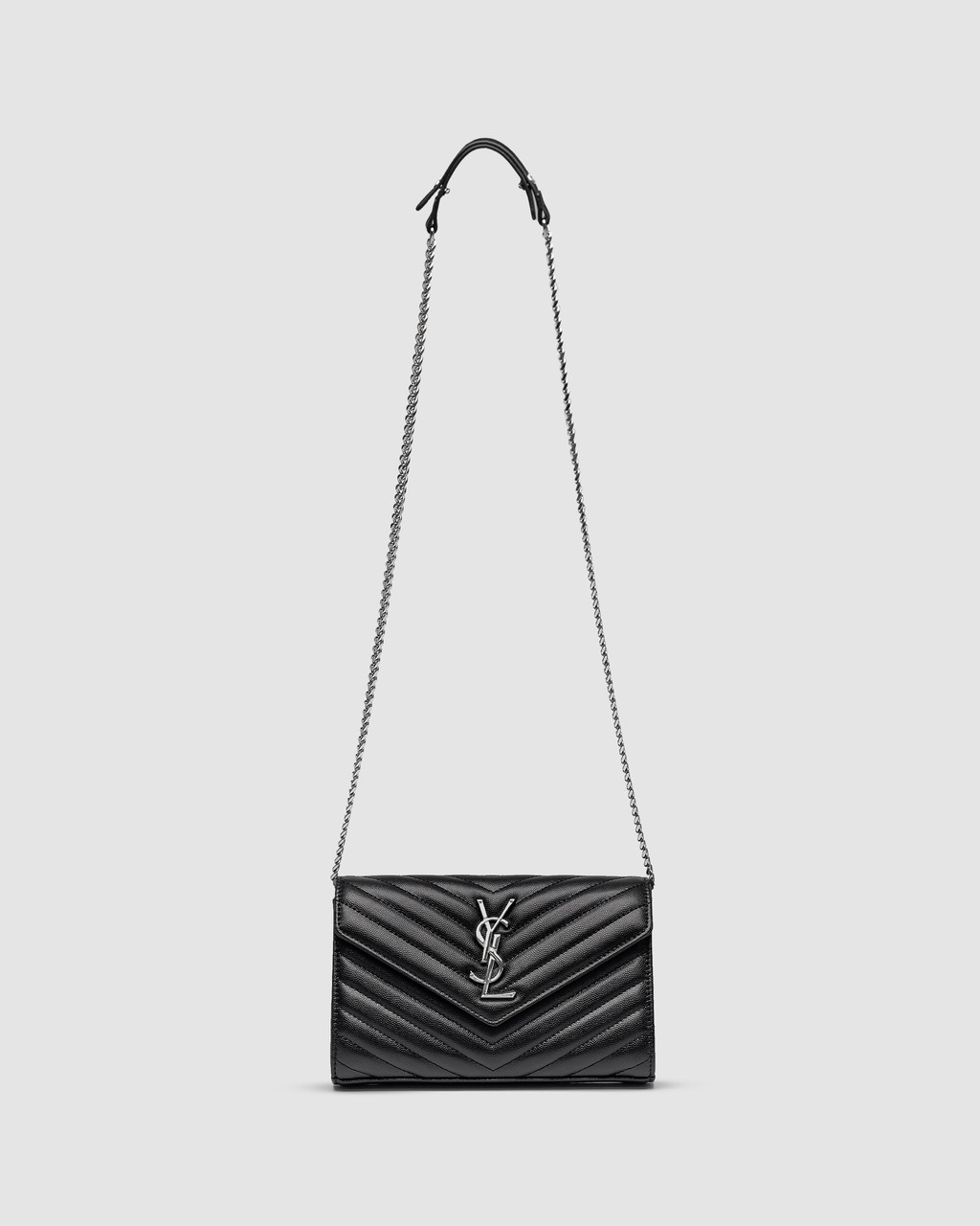 💎 YSL Cassandre Matelasse Chain Wallet In Grain De Poudre Embossed Leather 22 x 14 x 5.5 см, фото 1