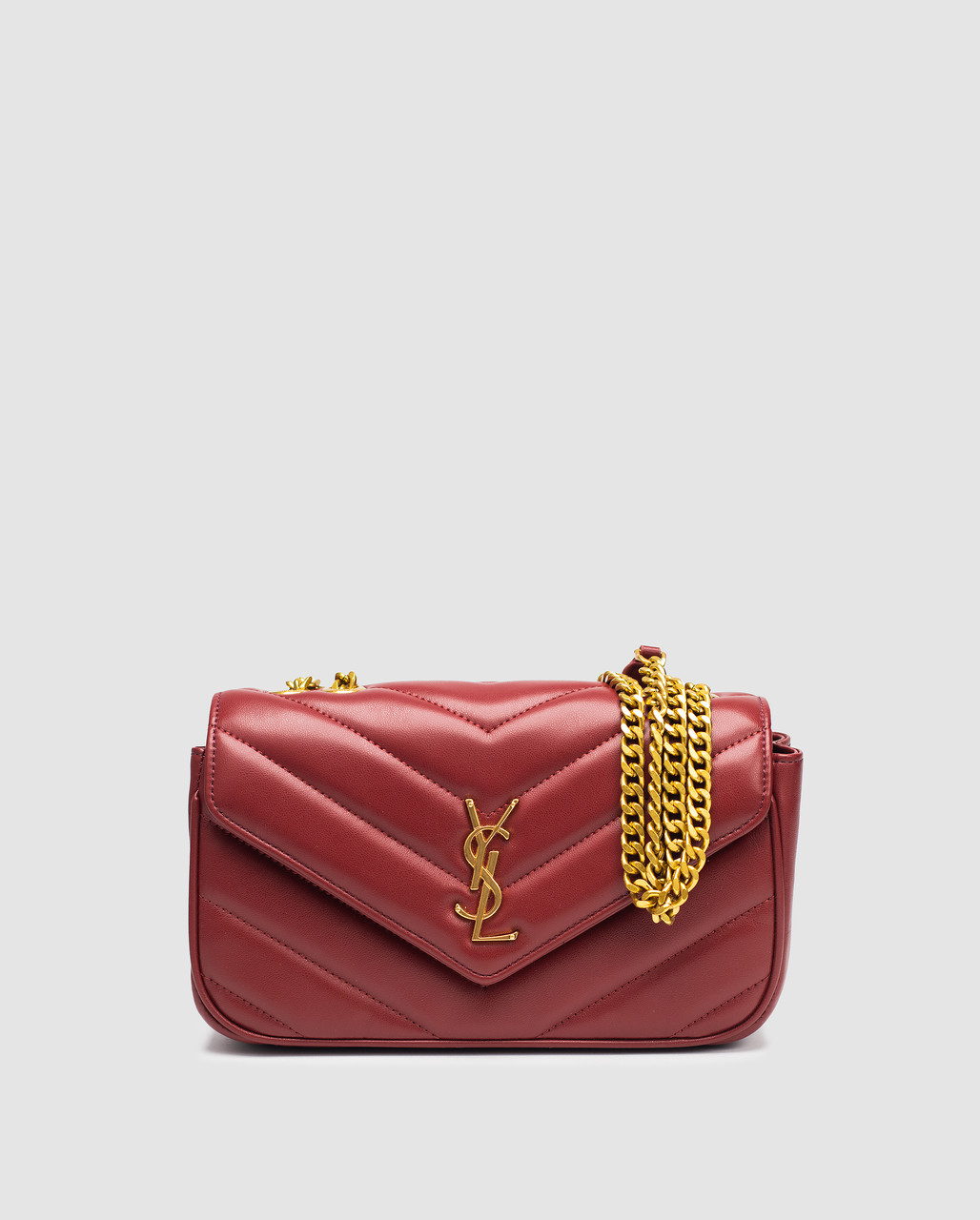 💎 Saint Laurent LouLou Small in Matelassé Lambskin Red/Gold 25 х 15 х 6.5 см, фото 1