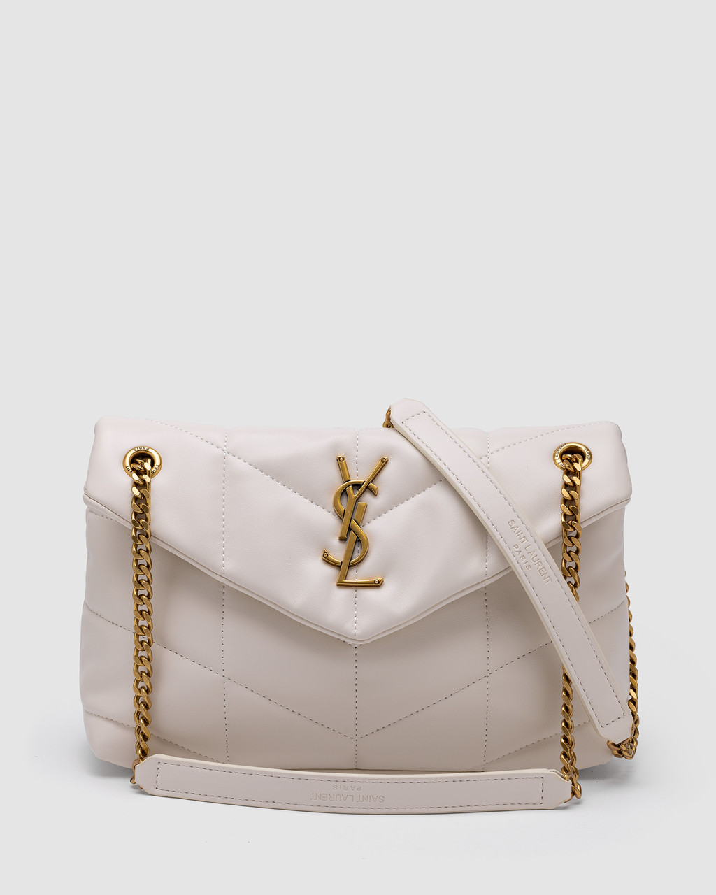 💎 Saint Laurent Puffer Small in Nappa Leather Cream Gold Chain 30 х 19 х 8 см, фото 1