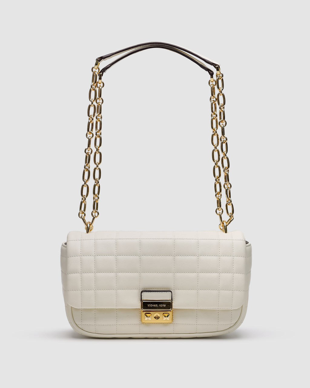 💎 Michael Kors Tribeca Large Quilted Leather Shoulder Bag Cream, фото 1