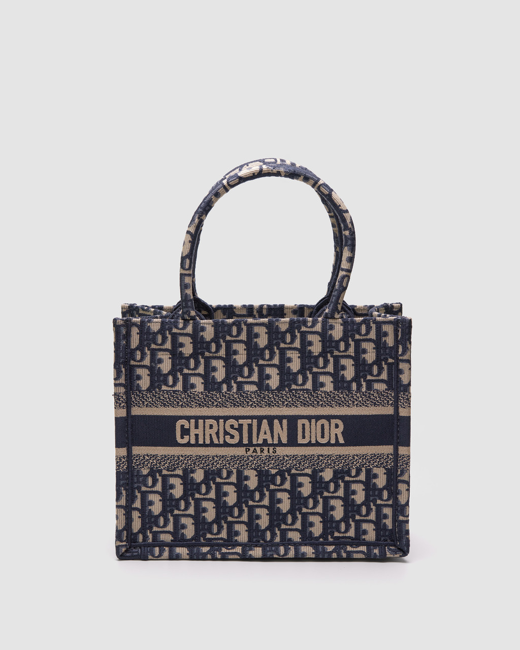 💎 Dior Small Book Tote Ecru and Blue Dior Oblique Embroidery, фото 1