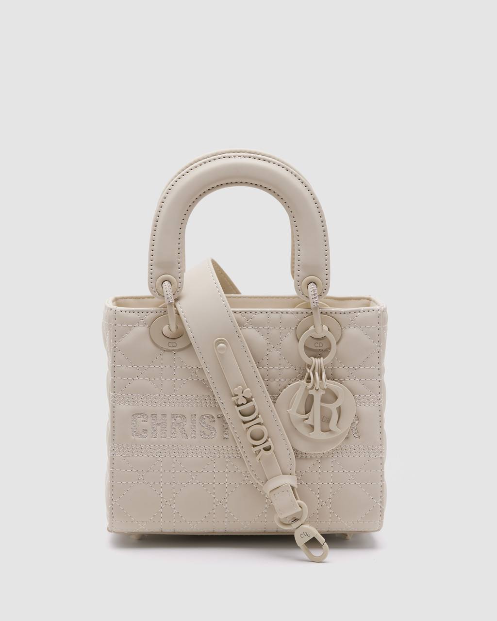 💎 Christian Dior Latte Ultramatte Cannage Calfskin Mini Lady Dior Beige 20 х 17 х 9 см, фото 1
