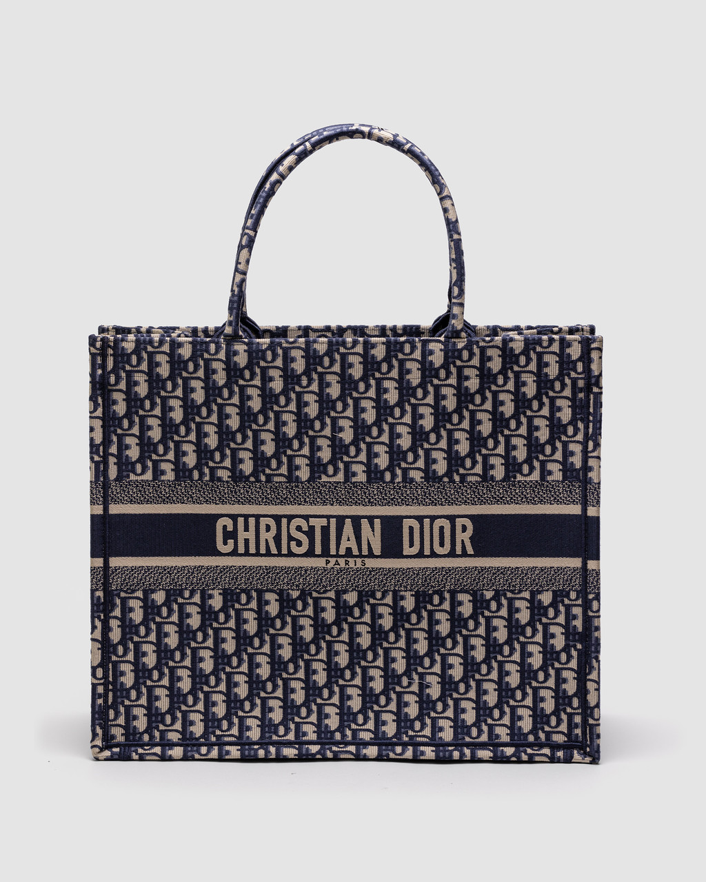 💎 Dior Large Book Tote Ecru and Blue Dior Oblique Embroidery, фото 1