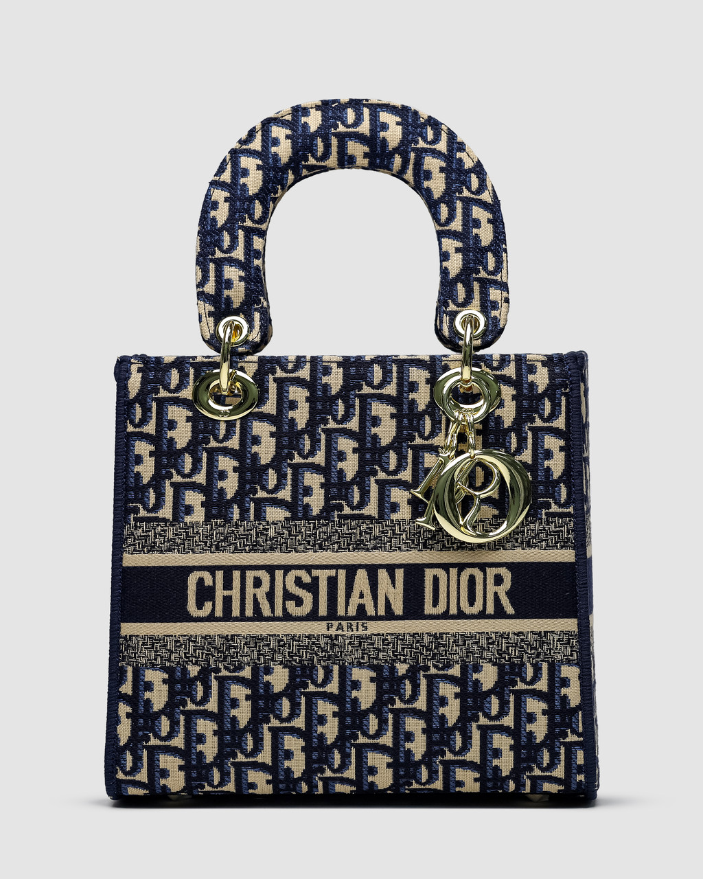 💎 Christian Dior Medium Lady D-Lite Bag Blue/Beige 23 х 19 х 11 см, фото 1