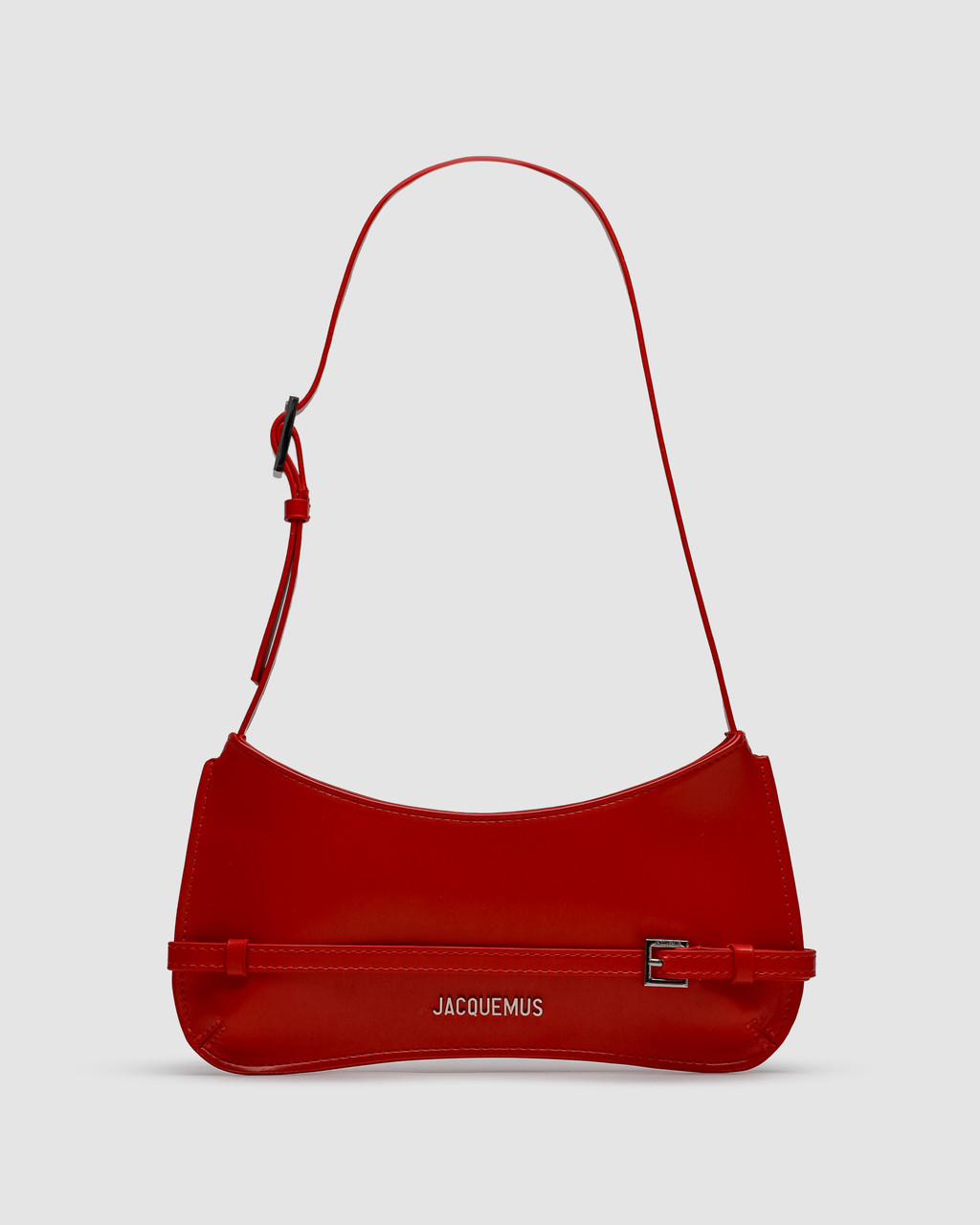💎 Jacquemus Le Bisou Ceinture Leather Shoulder Bag in Red, фото 1