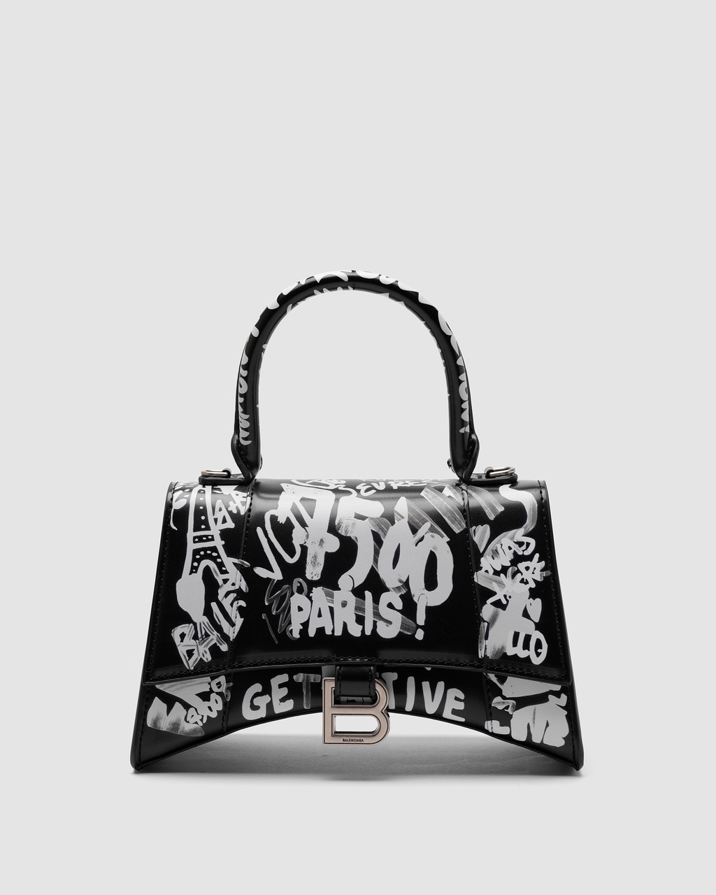 💎 Balenciaga Hourglass Small Handbag Graffiti in Black, фото 1