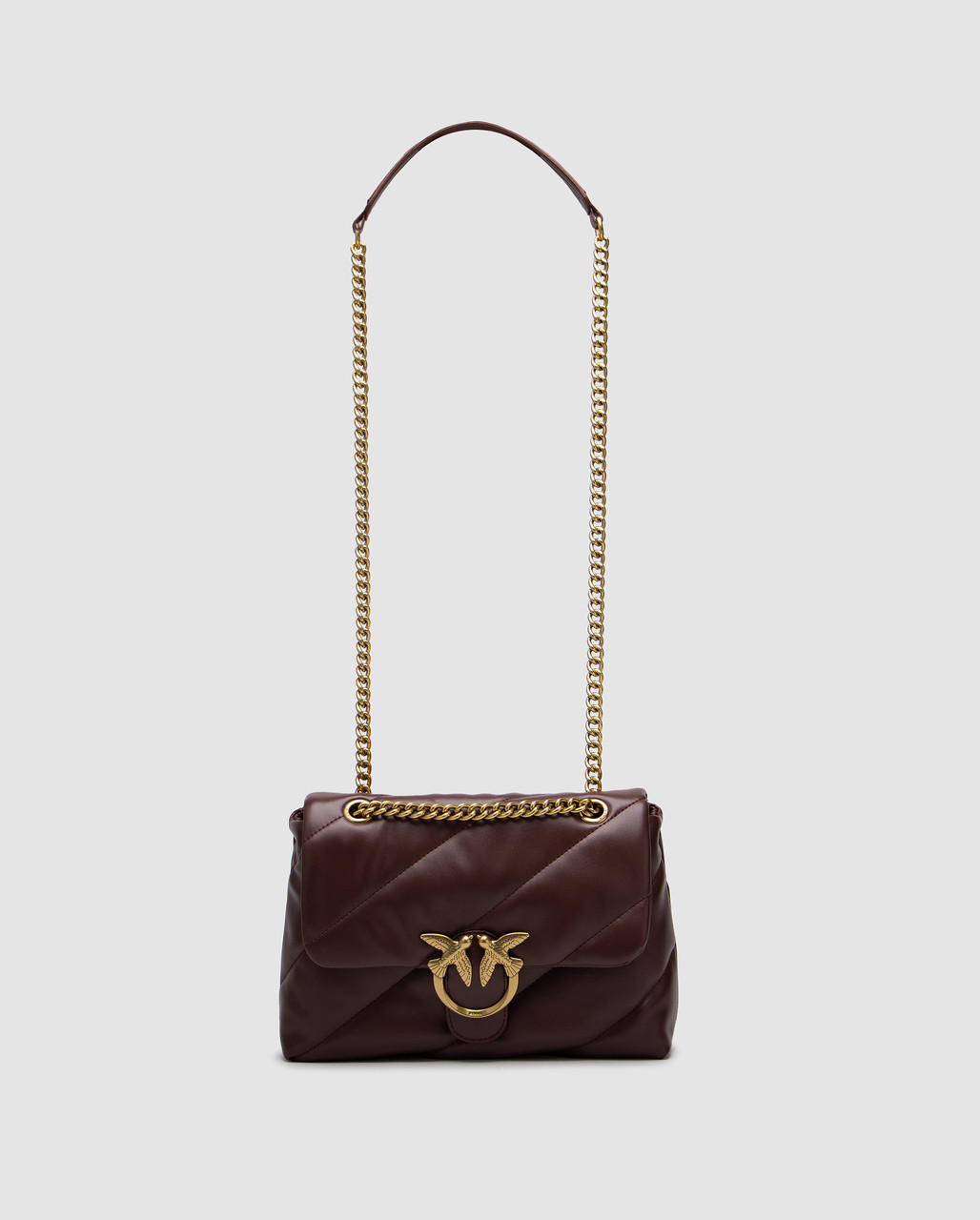 💎 Pinko Big Love Bag Puff Maxi Quilt Burgundy/Gold 27 х 19 х 10 см, фото 1