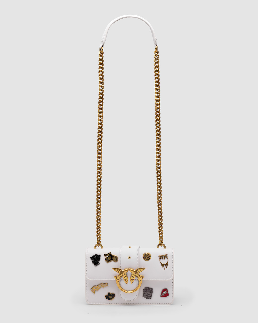 💎 Pinko Mini Love Bag One Simply With Enamel Pin White 21 х 12 х 7 см