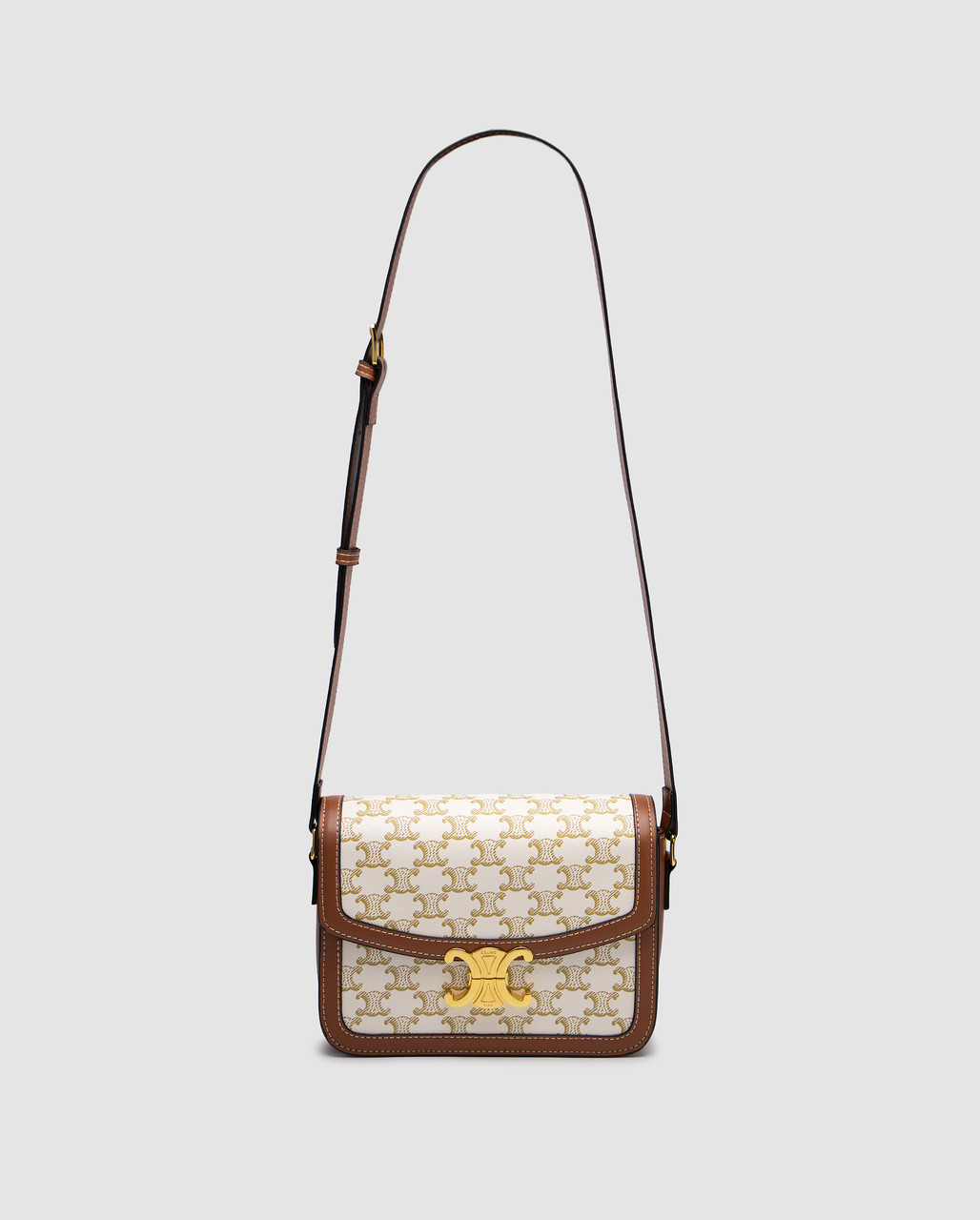 💎 Celine The Triomphe Bag Canvas and Calfskin White, фото 1