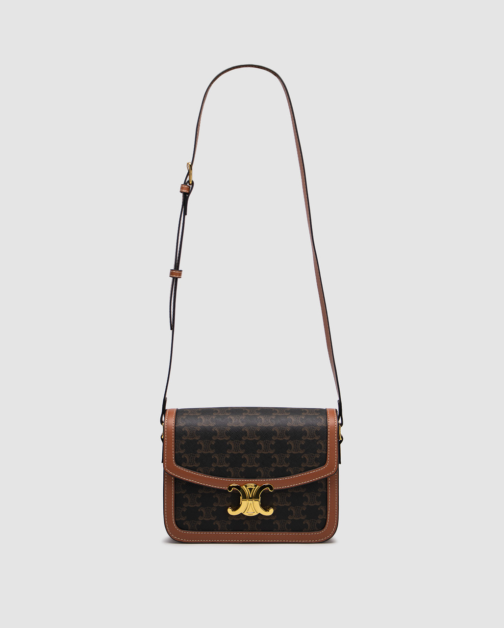 💎 Celine Teen Triomphe Bag in Triomphe Canvas And Calfskin Tan, фото 1