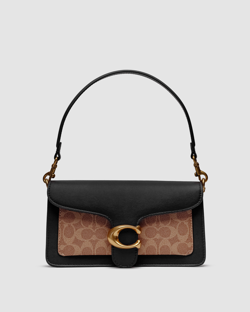 💎 Coach Tabby Black/Beige Shoulder Bag In Signature Canvas 26 х 14 х 6.5 см, фото 1