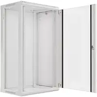 Настінна інсталяційна шафа Lanberg 19'' 22U 600x450mm Grey Glass Door (WF01-6422-10S)